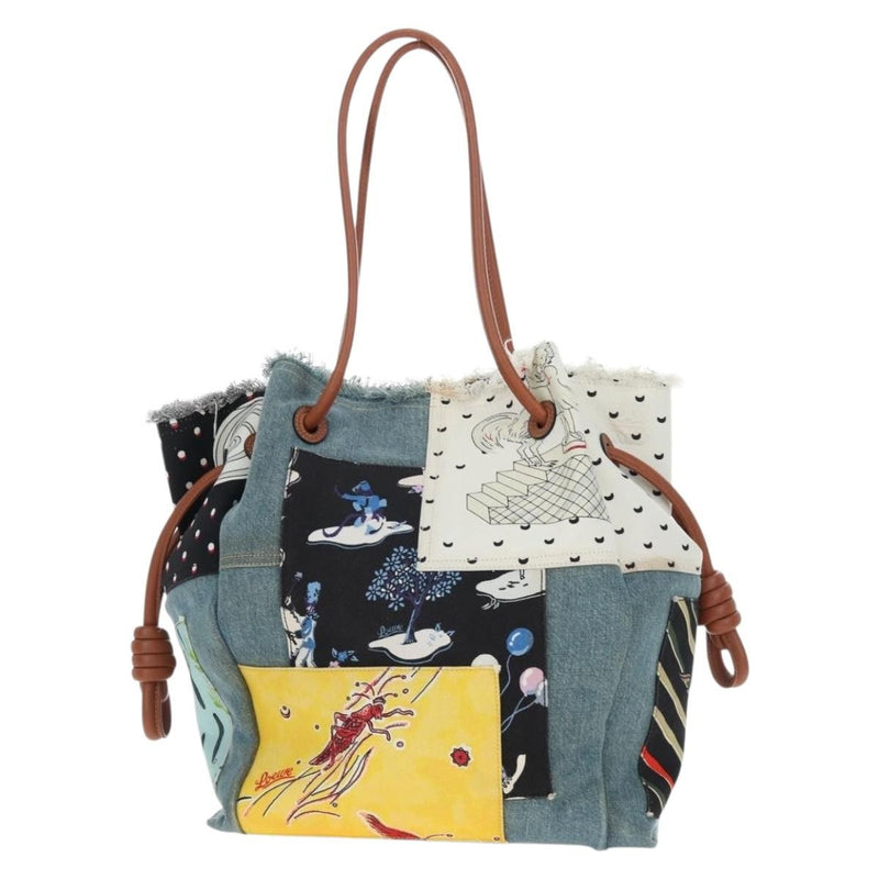 Loewe Paulas Ibiza Flamenco Knot Patchwork Denim And Leather Multicolour Denim_jeans Bag