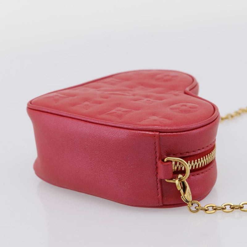Louis Vuitton Coeur Heart On Chain Monogram Embossed Lambskin Red Leather Bag