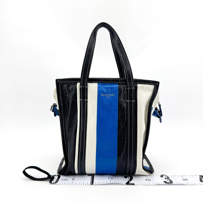 Balenciaga Bazar Striped Leather Black Bag