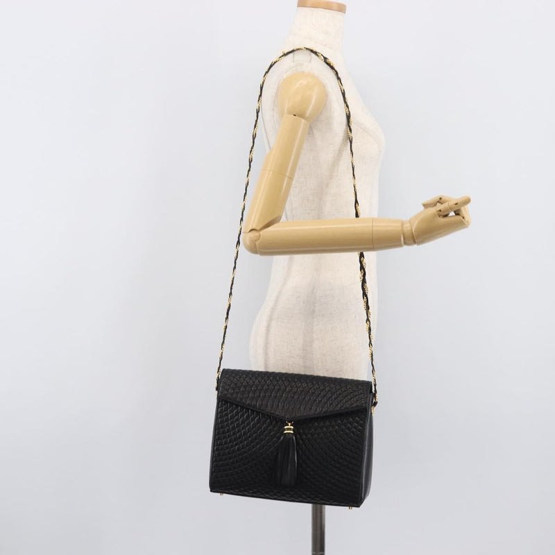 Bally Vintage Chain Quilted Leather Black Bag
