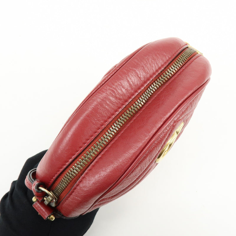 Gucci Gg Marmont Round Matelasse Leather Red Bag