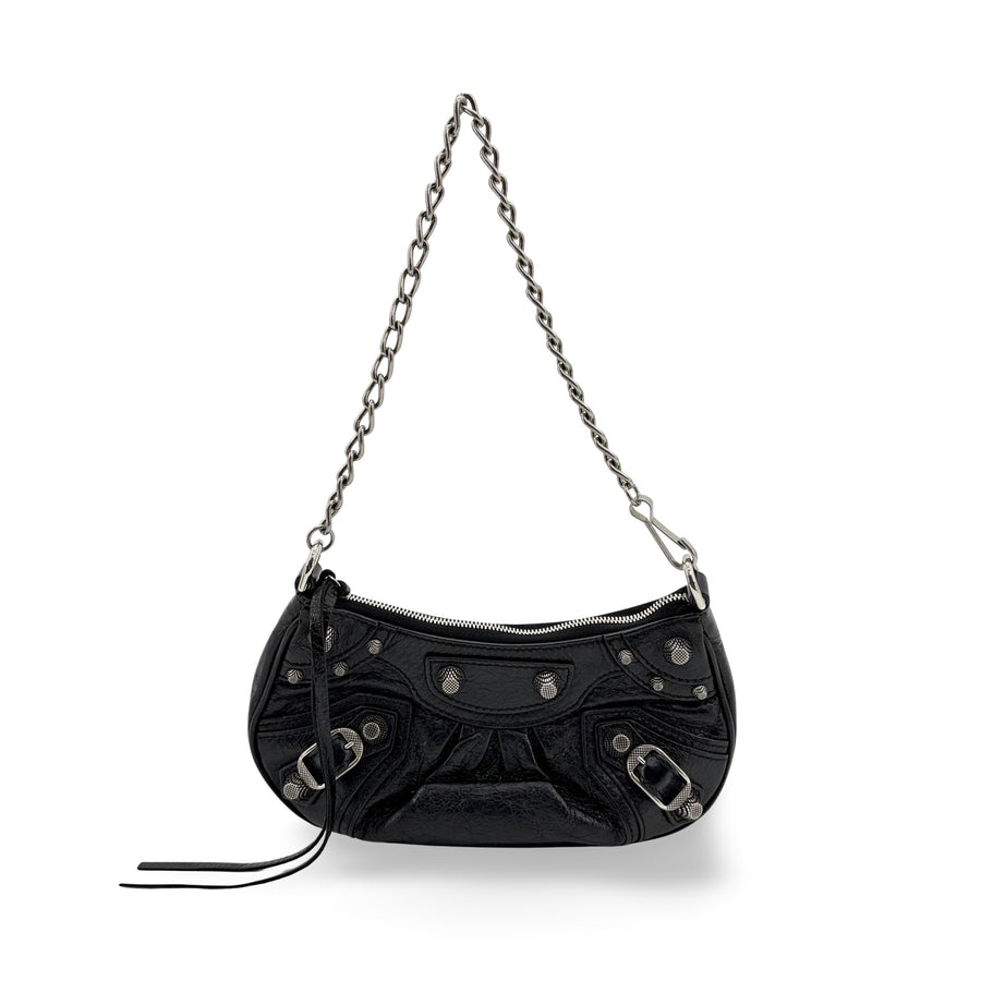 Balenciaga Le Cagole Giant Studs Chain Leather Black Bag
