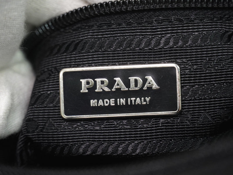 Prada Front Zip Messenger Quilted Tessuto Black Nylon