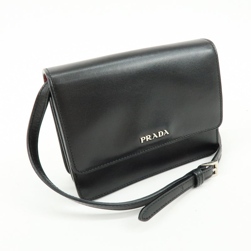 Prada Wallet On Strap City Calfskin Black Leather Bag