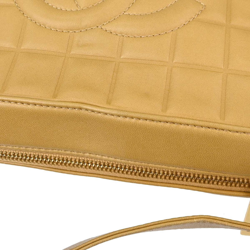 Chanel Chocolate Bar Cc Quilted Leather Beige Bag
