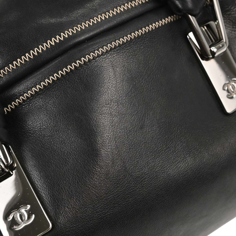 Chanel Vintage Bowler Lambskin Black Leather Bag