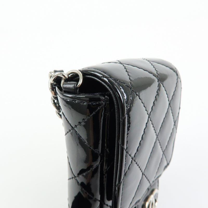 Chanel Cc Chain Phone Holder Quilted Patent Black Patent_leather Bag
