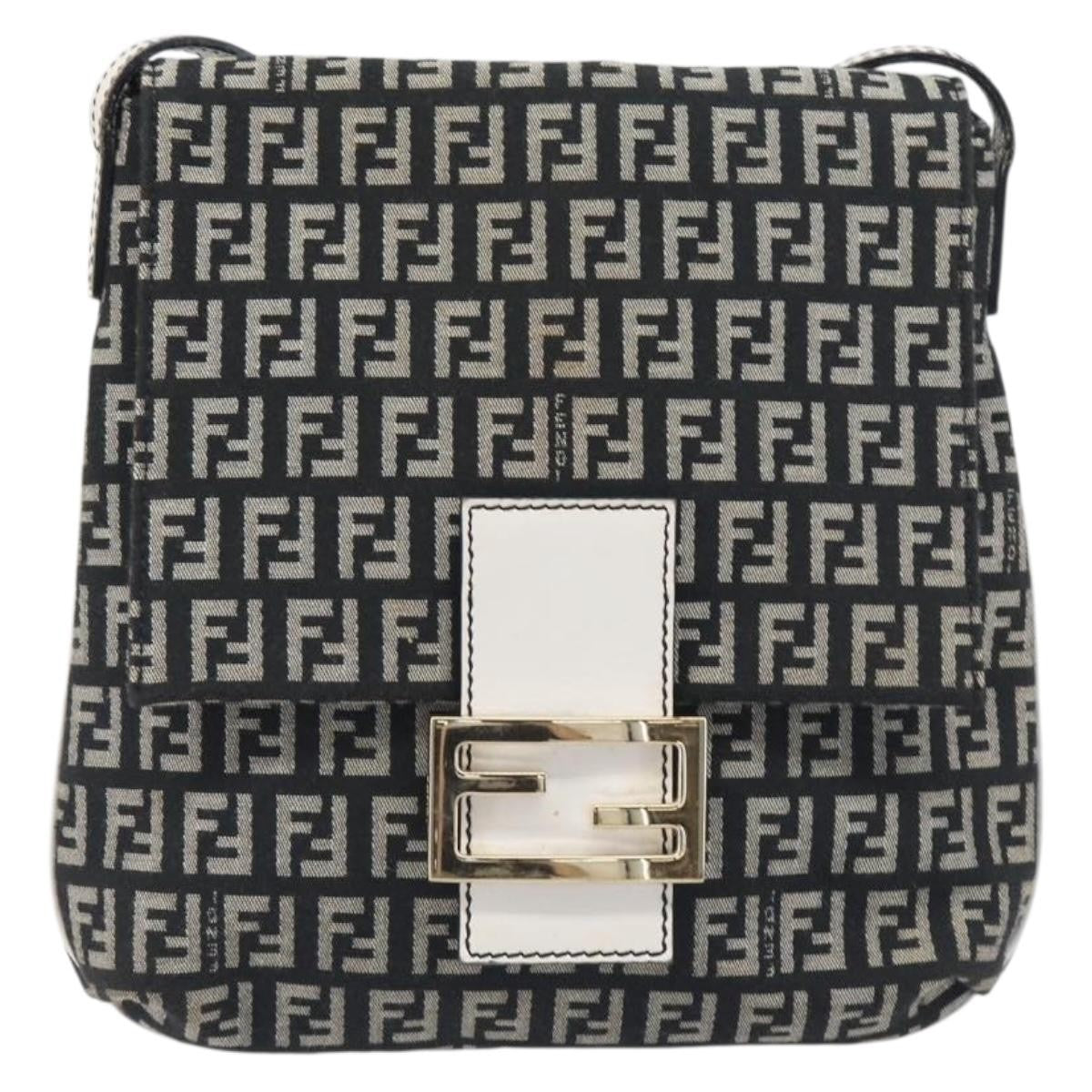 Fendi Vintage Flap Zucchino Canvas Black Bag