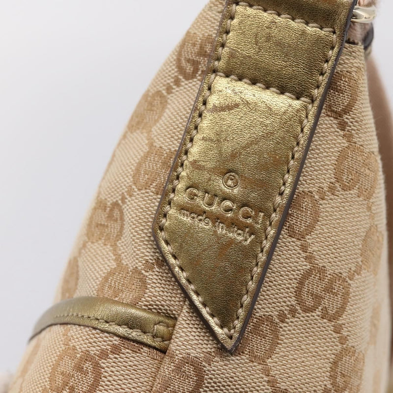 Gucci Zip Messenger Gg Canvas With Perforated Leather Beige