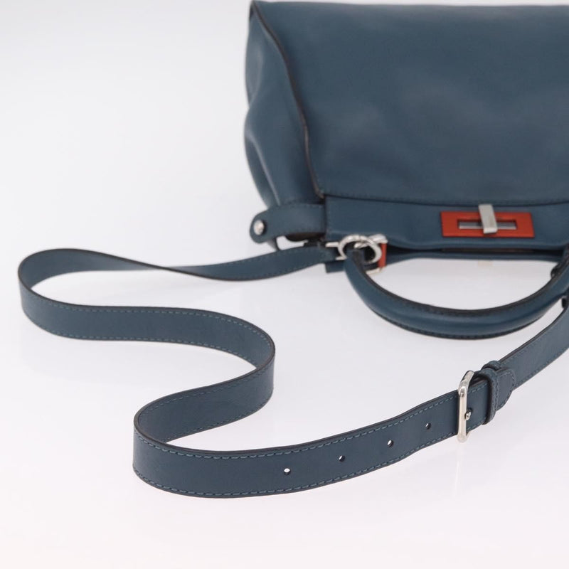 Fendi Peekaboo Ruffled Leather Blue Bag