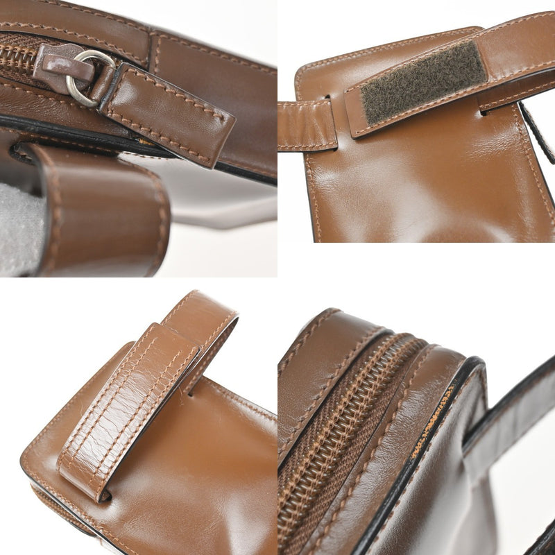 Prada Logo Pouch Leather Brown