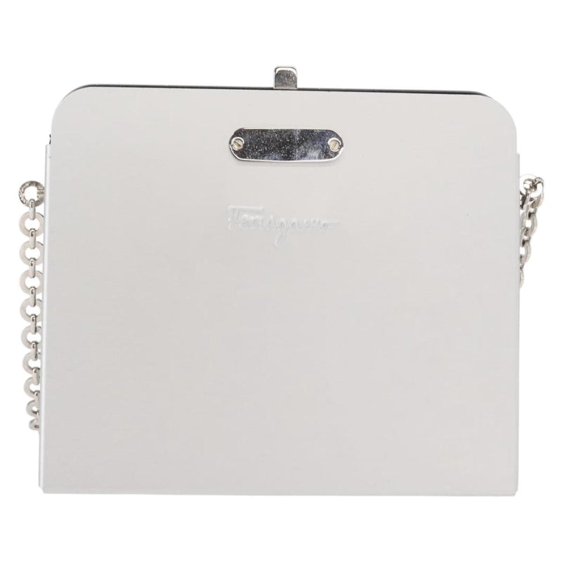 Salvatore Ferragamo Vintage Gancini Chain Leather Silver Stainless_steel Bag