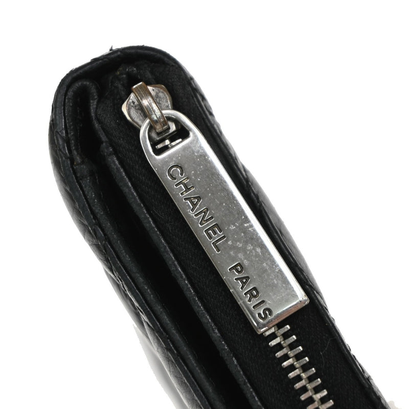 Chanel Trendy Cc Zip Around Quilted Lambskin Black Leather Accessory
