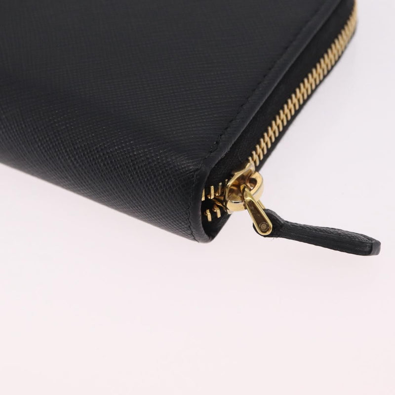 Prada Zip Around Tab Saffiano Leather Black Accessory