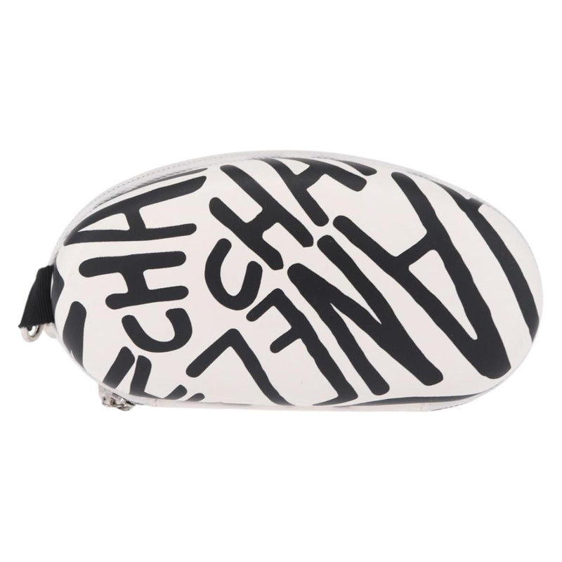 Chanel Coco Neige Zip Around Sunglasses Case With Chain Printed Leather White