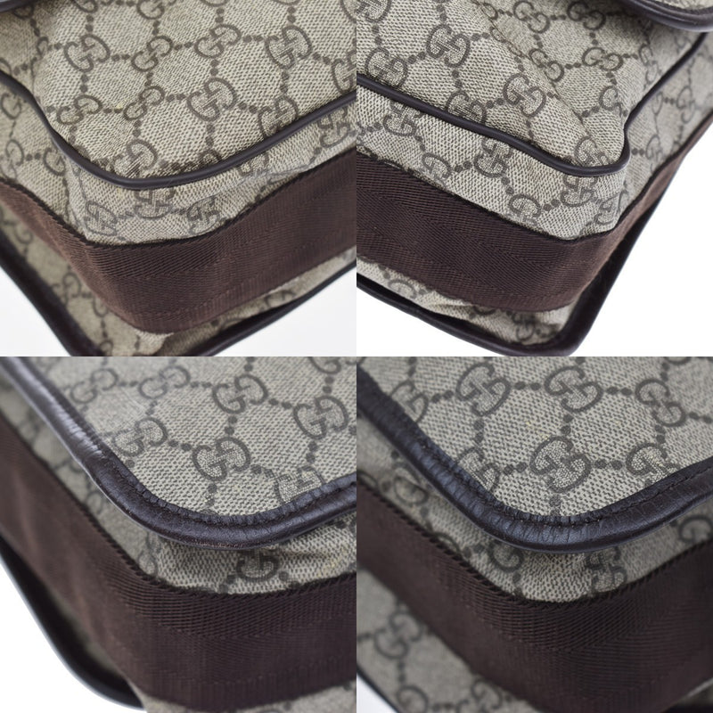 Gucci Web Strap Messenger Gg Coated Canvas Brown Leather