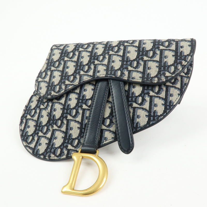 Christian Dior Saddle Belt Oblique Canvas Navy Bag