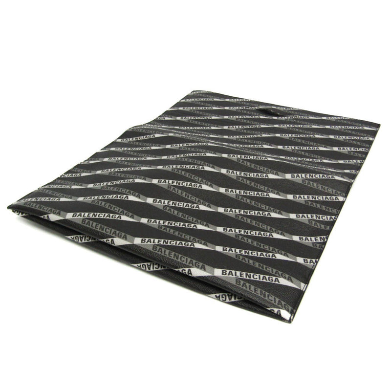 Balenciaga Fold Over Monogram Printed Leather Black Bag