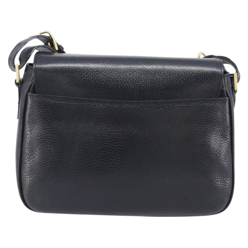 Celine Vintage Circle Logo Leather Black Bag