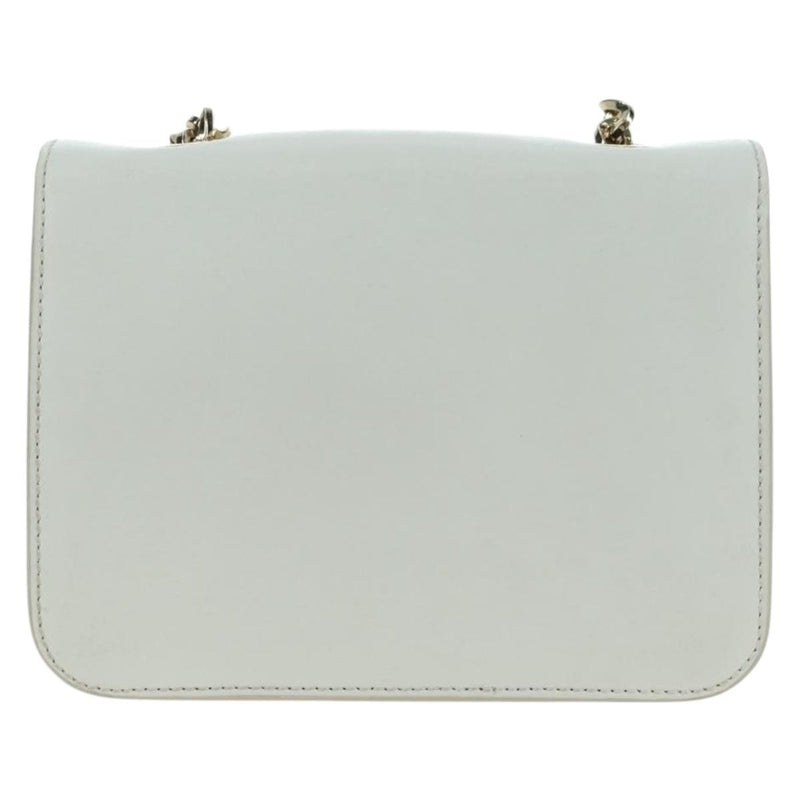 Salvatore Ferragamo Vala Chain Leather White Bag