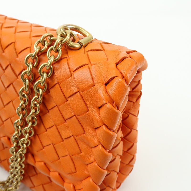 Bottega Veneta Olimpia Intrecciato Nappa Orange Leather Bag