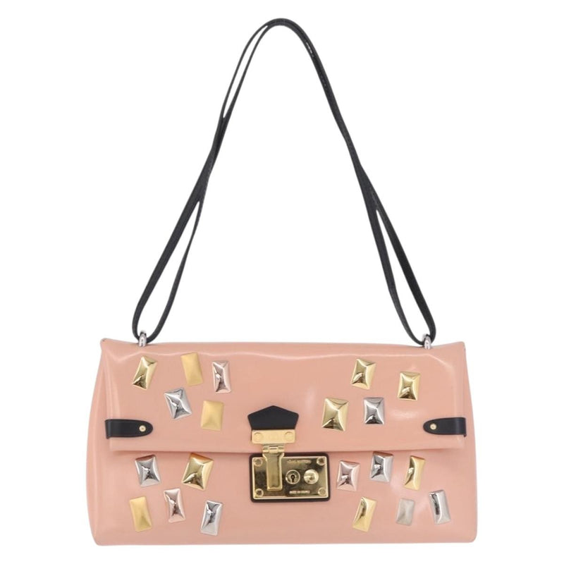 Louis Vuitton Sac Triangle Embellished Glazed Calfskin Pink Leather Bag