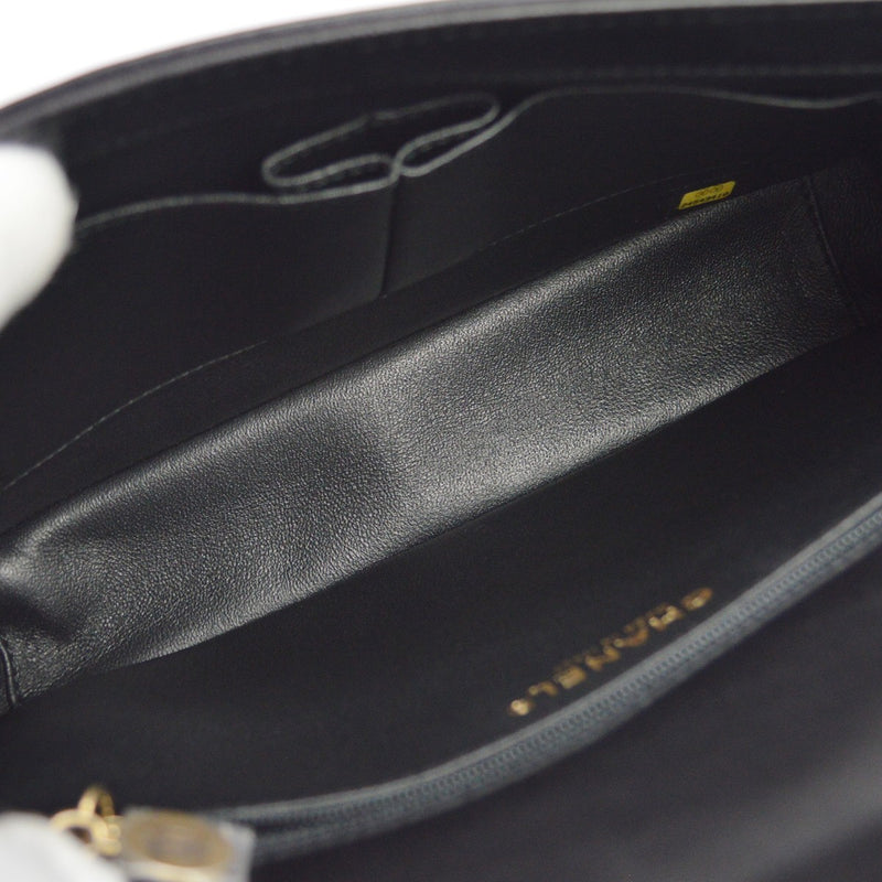 Chanel Reversed Flap Chevron Lambskin Black Leather Bag