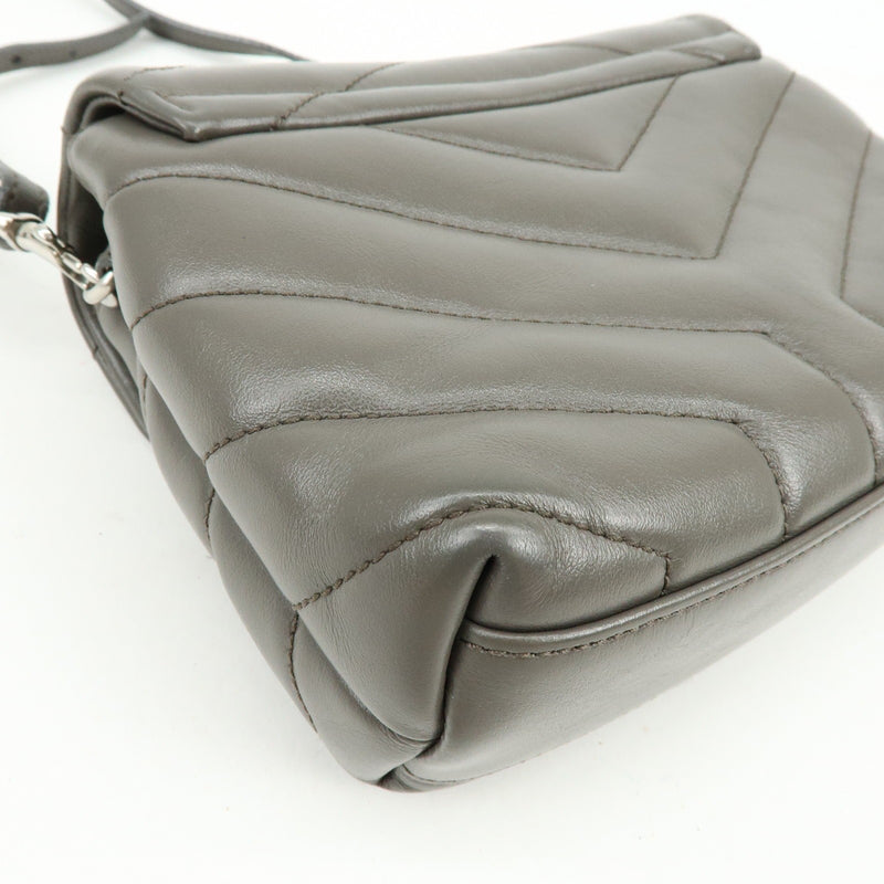 Saint Laurent Loulou Matelasse Chevron Leather Gray Bag