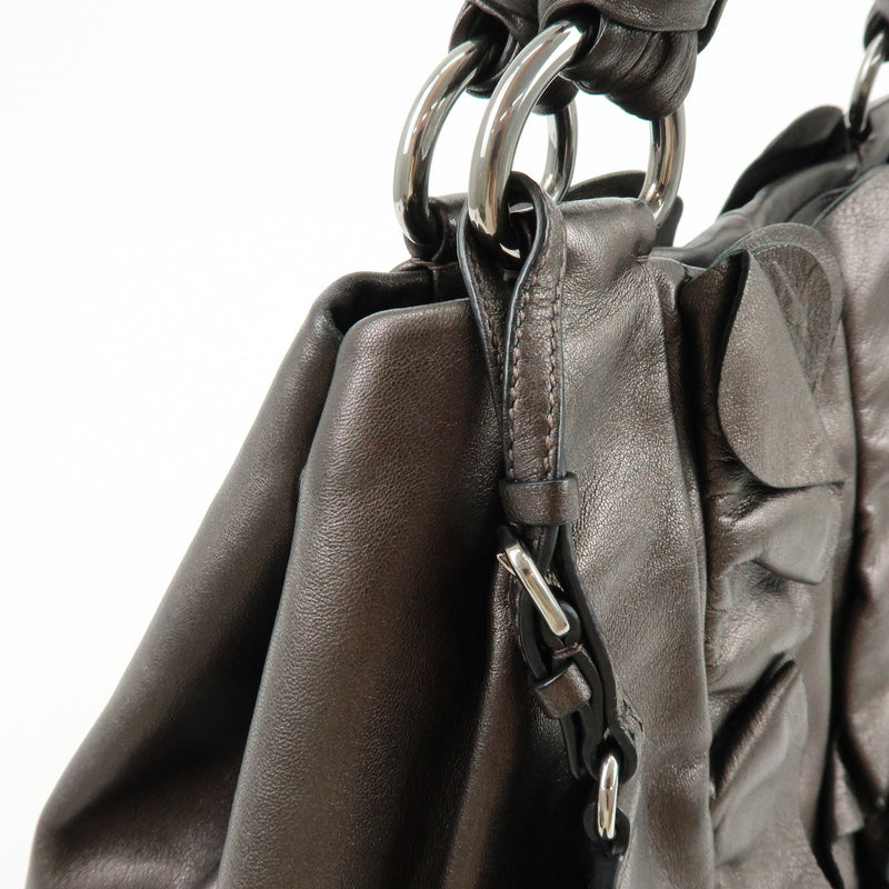 Prada Ruffle Hobo Nappa Leather Brown
