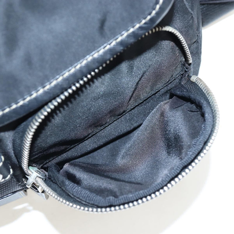 Prada Double Pocket Buckle Flap Tessuto And Leather Black Nylon Bag