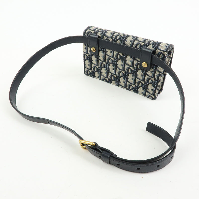 Christian Dior Saddle Belt Oblique Canvas Navy Bag