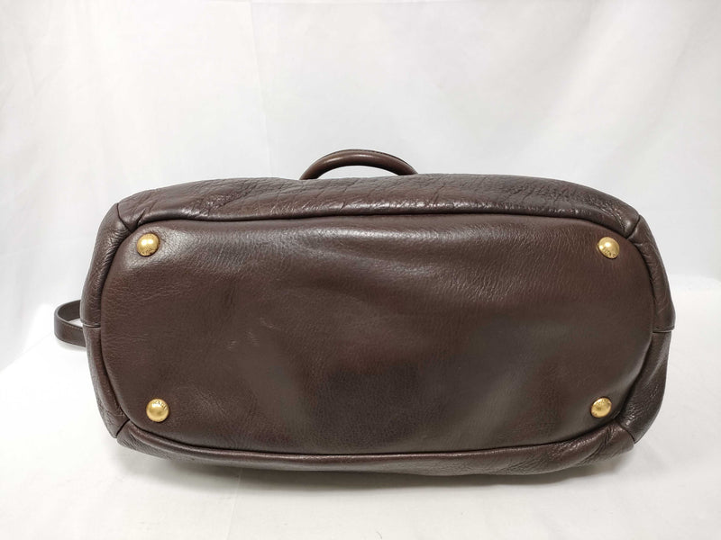 Prada Vitello Daino Convertible Tote Brown Leather