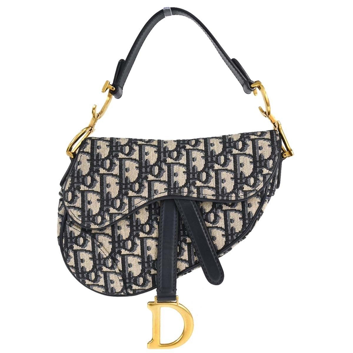 Christian Dior Saddle Oblique Canvas Navy Bag