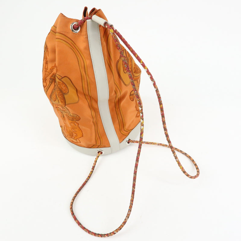 Hermes Soie Cool Printed Silk And Calfskin Orange Bag