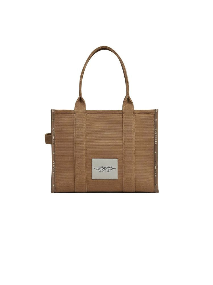 Marc Jacobs Woven Jacquard Logo Tote Bag — Beige