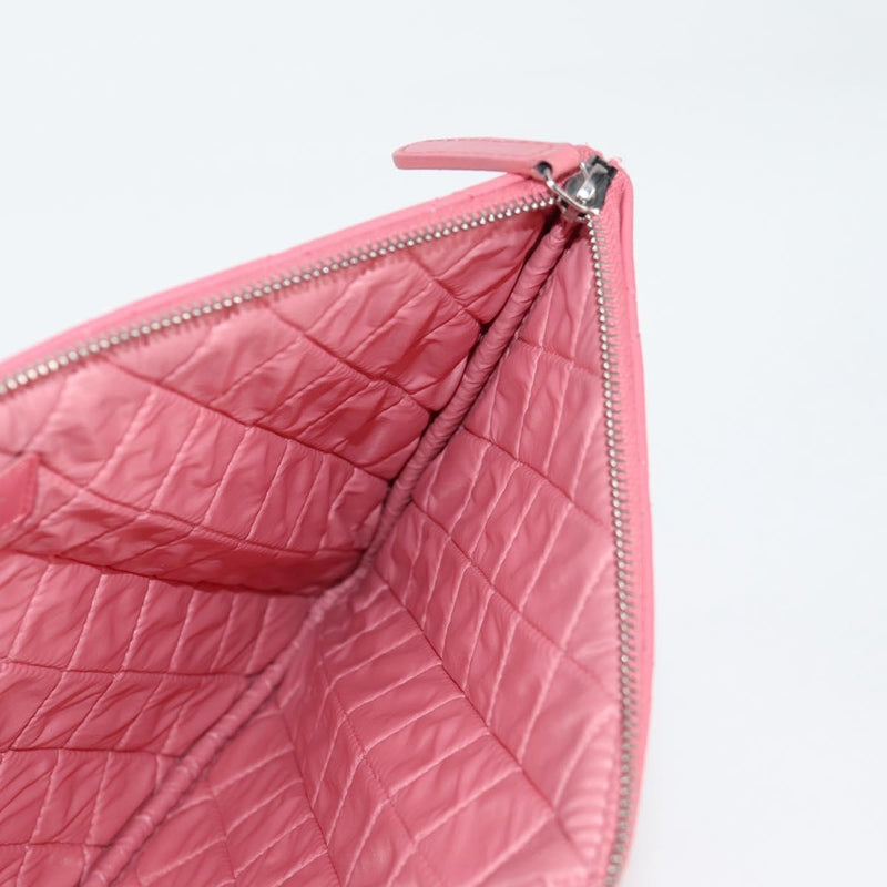 Chanel Cc Casino O Case Clutch Quilted Lambskin Pink Leather