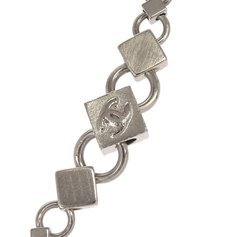Chanel Logo Charm Chain Belt Metal Silver Silver_plated