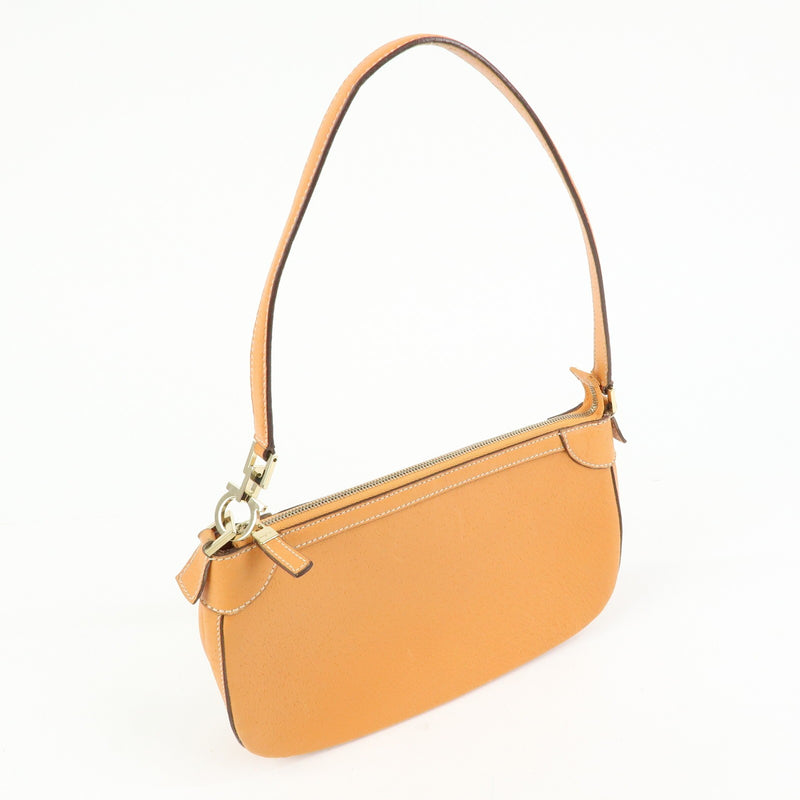 Salvatore Ferragamo Gancini Top Handle Leather Orange Bag