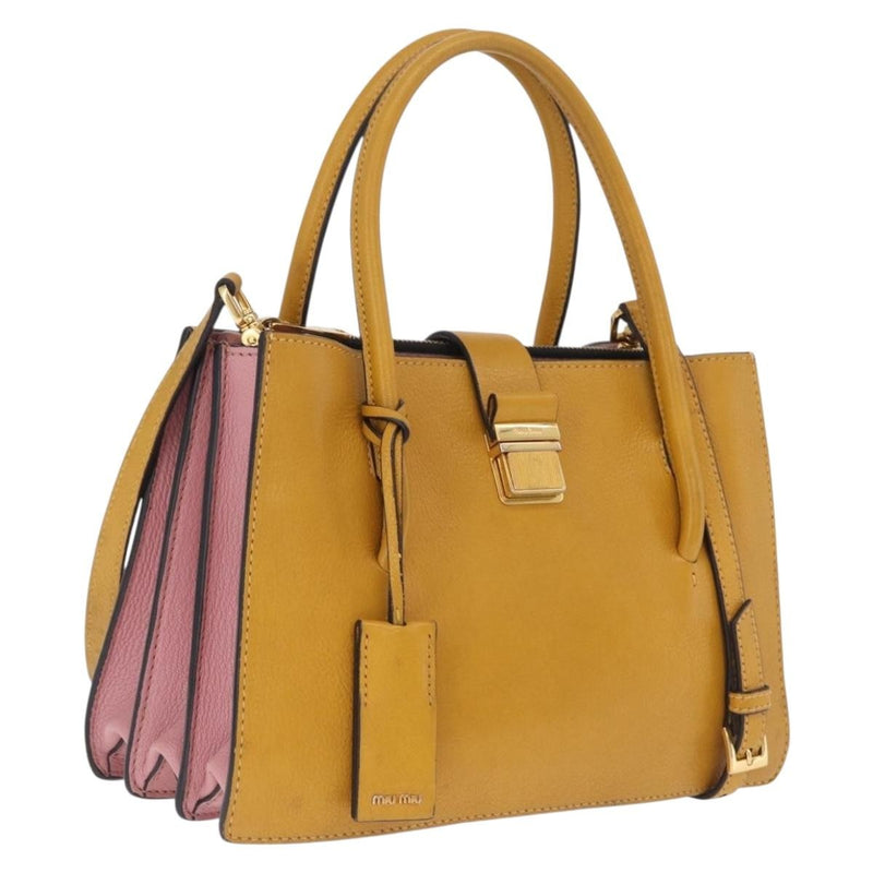 Miu Miu Madras Convertible Compartment Leather Yellow Bag