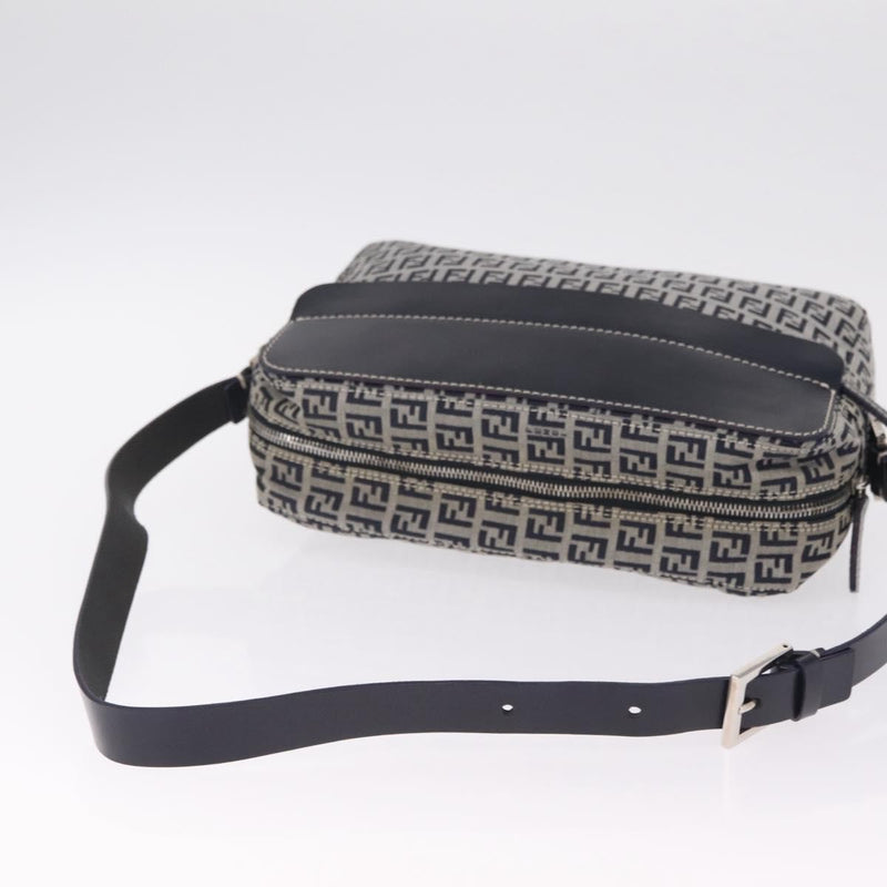 Fendi Shoulder Zucchino Canvas Navy Bag