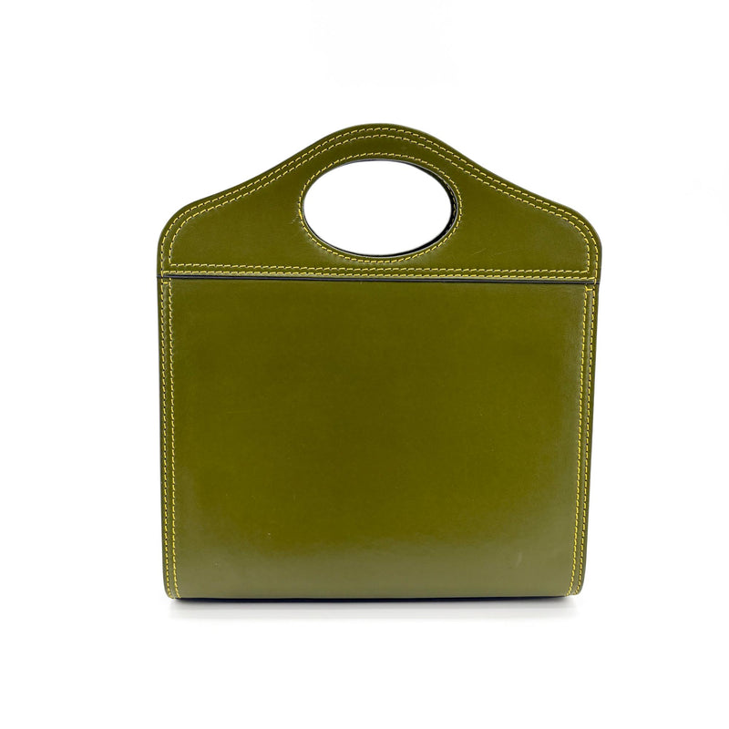 Burberry Title Pocket Leather Green Calfskin Bag