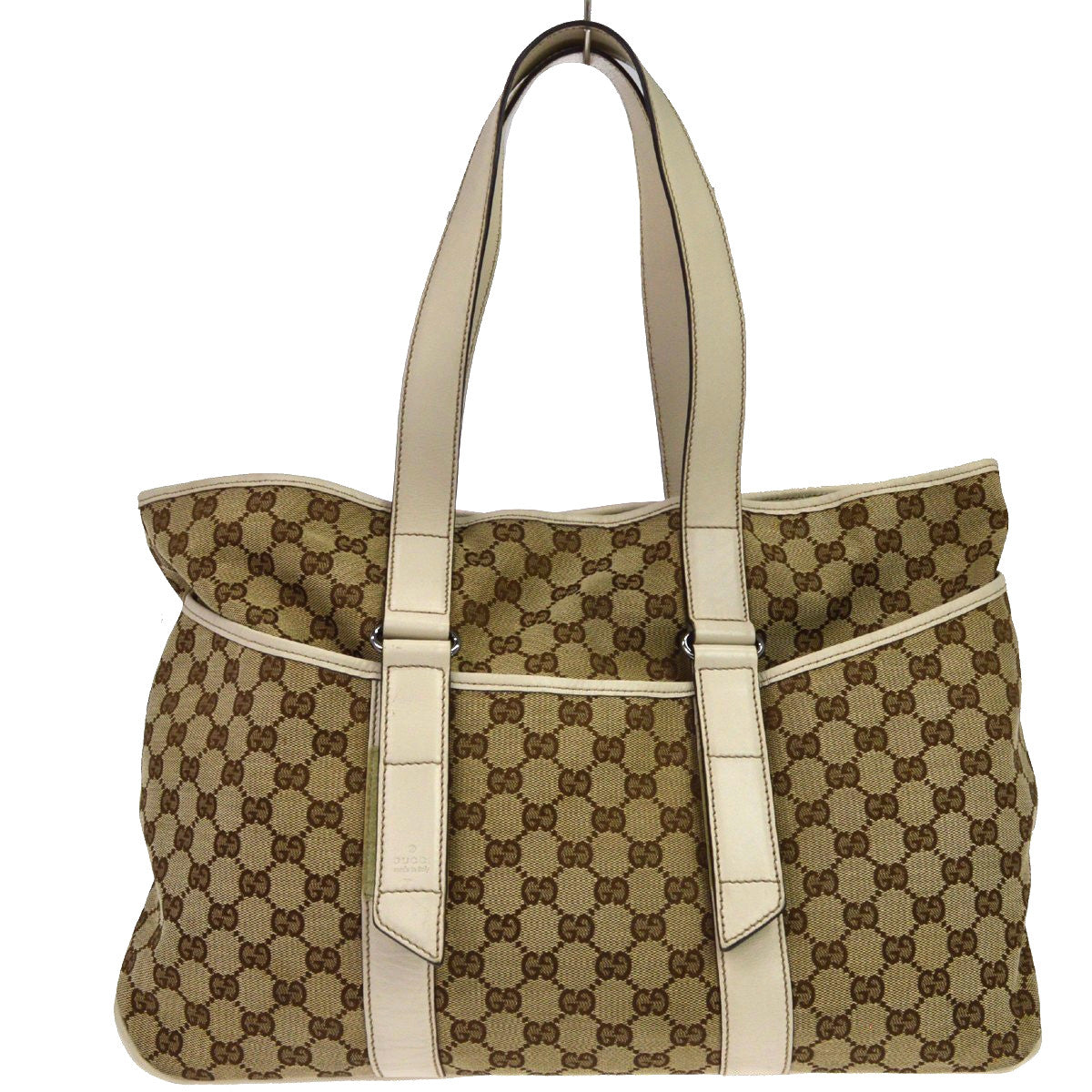 Gucci Belted Gg Canvas With Perforated Leather Beige Bag