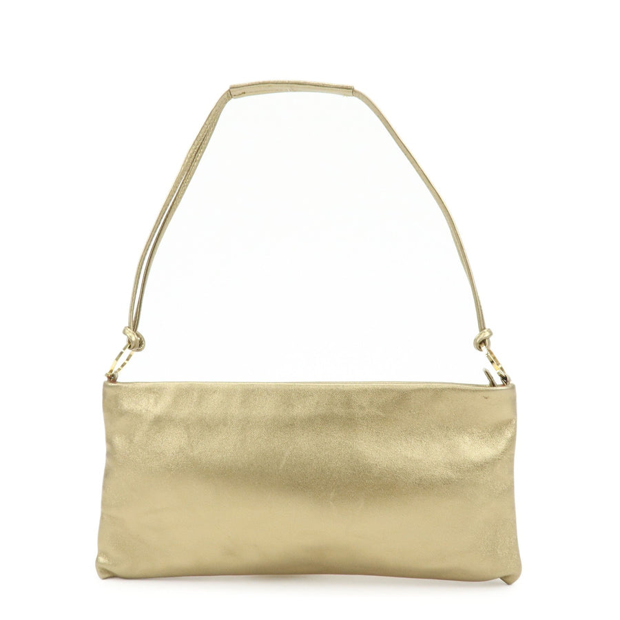 Salvatore Ferragamo Gancini Leather Gold Bag