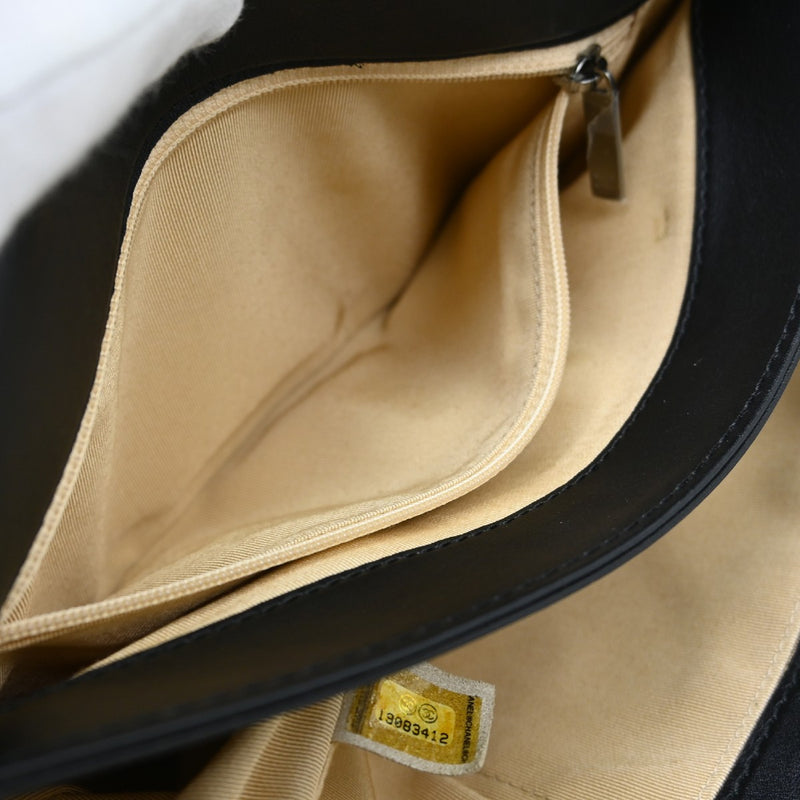 Chanel Reverso Boy Flap Woven Calfskin Black Leather Bag