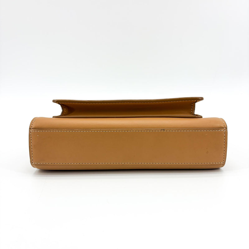 Burberry Convertible Fold Over Pocket Clutch Leather Brown