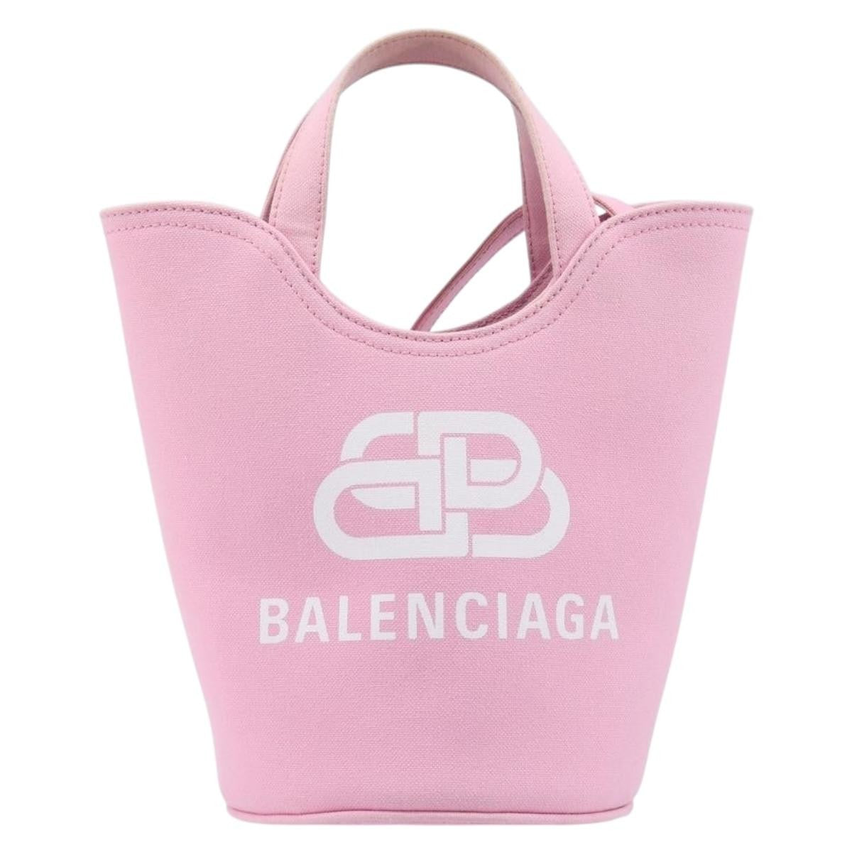 Balenciaga Wave Bucket Printed Canvas Pink Bag