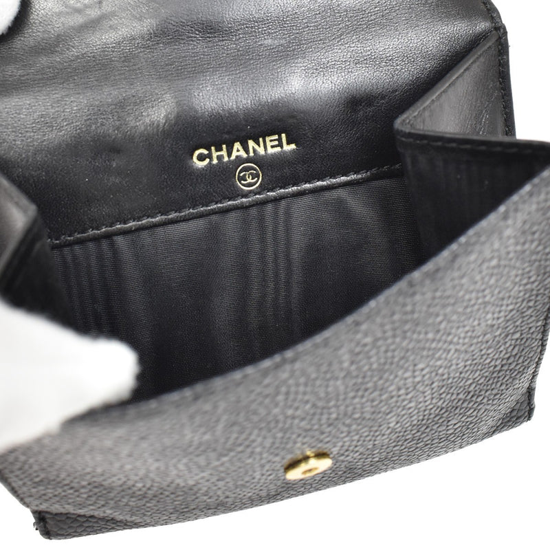 Chanel Vintage Timeless Bifold Caviar Black Leather Accessory