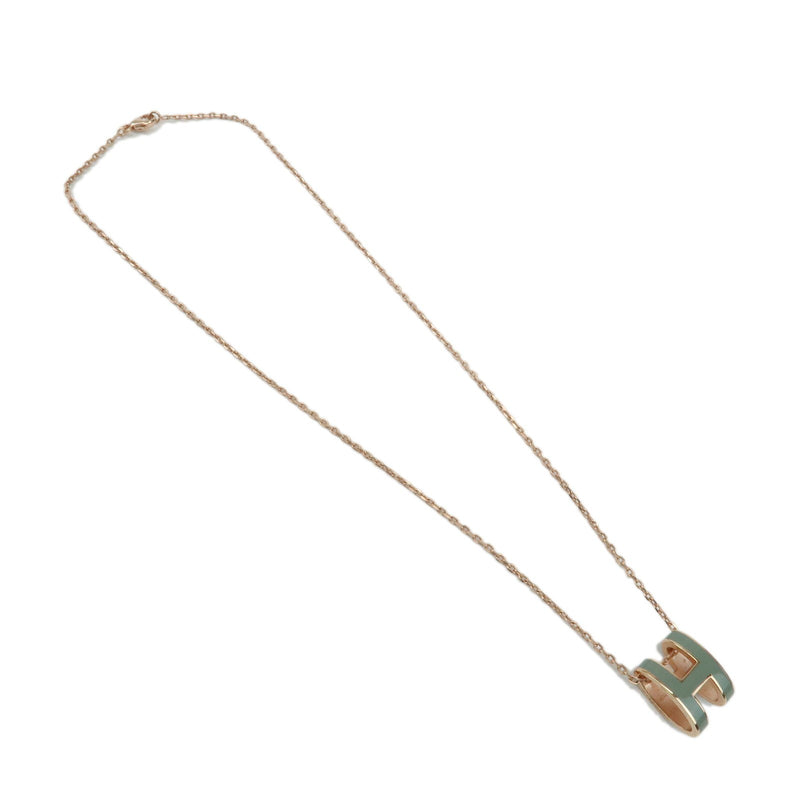 Hermes Pop H Pendant Chain Metal And Enamel Pink Rose_gold Bijoux