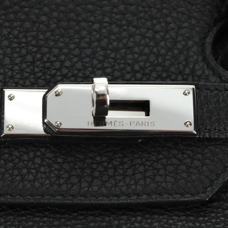 Hermes Birkin Black Clemence With Palladium Hardware Leather Bag