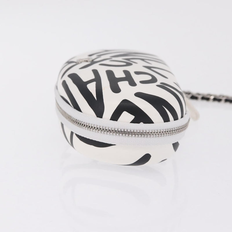Chanel Coco Neige Zip Around Sunglasses Case With Chain Printed Leather White